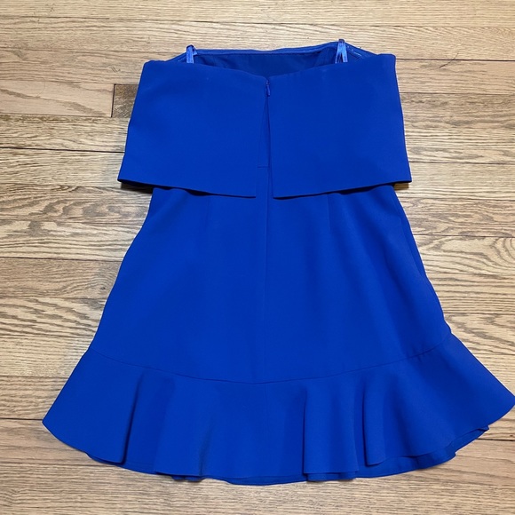BCBGMaxAzria Charlot Royal Blue Strapless Ruffled Mini Cocktail Party Dress - Picture 5 of 9